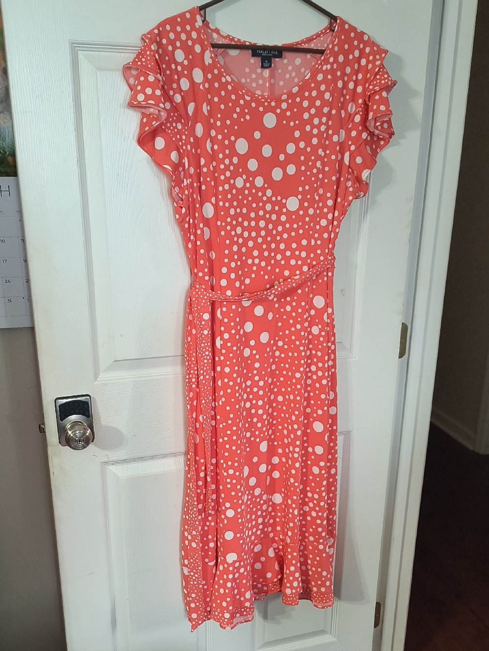 Perceptions Coral Polka Dot Scoop Dress